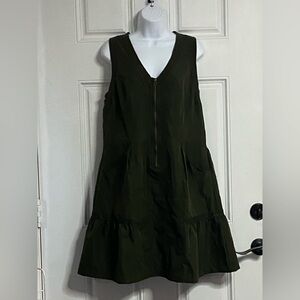T31a- ANTHROPOLOGIE Army Green SLEEVELESS UTILITY AT THE KNEE Midi Dress